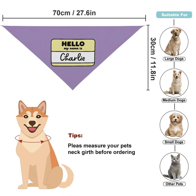 Hello Name Sign - Custom Pet Bandana - Fuzzhous