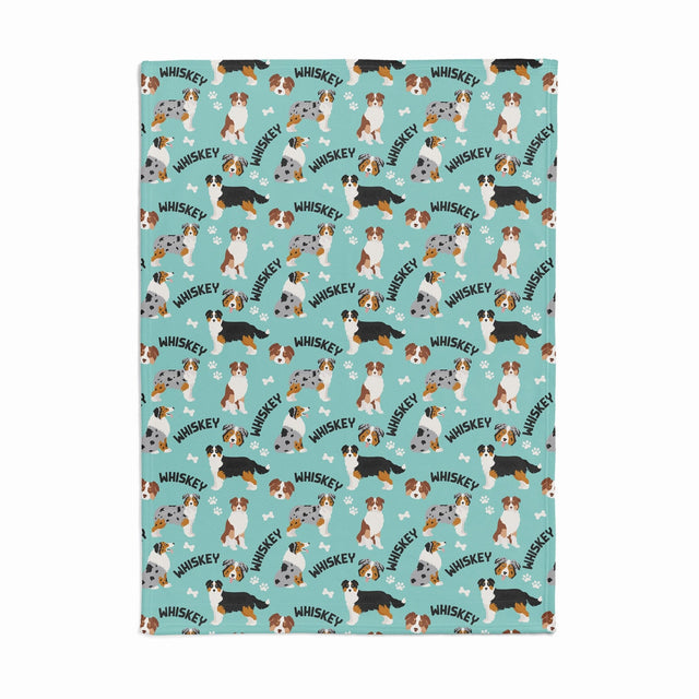 AUSSIE SHEPERD CUSTOM DOG BLANKET - Fuzzhous