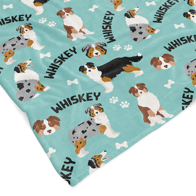 AUSSIE SHEPERD CUSTOM DOG BLANKET - Fuzzhous
