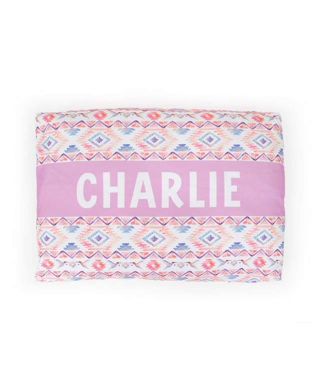 BLUE AZTEC PERSONALISED DOG BED