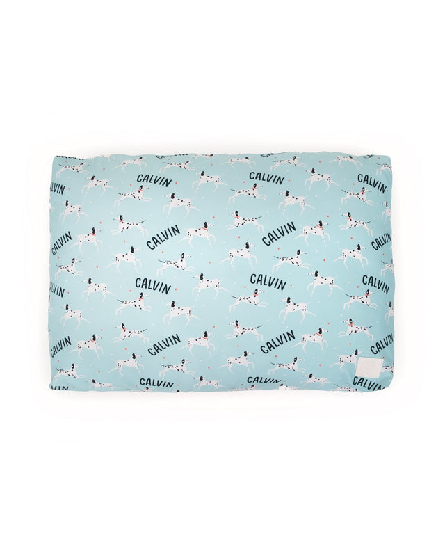 BLUE DALMATION PERSONALISED DOG BED