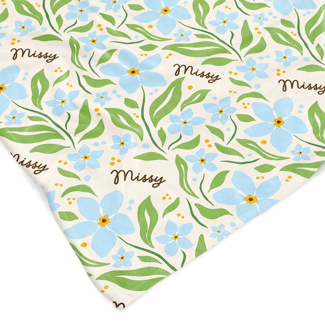 BLUE FLORAL CUSTOM DOG BLANKET