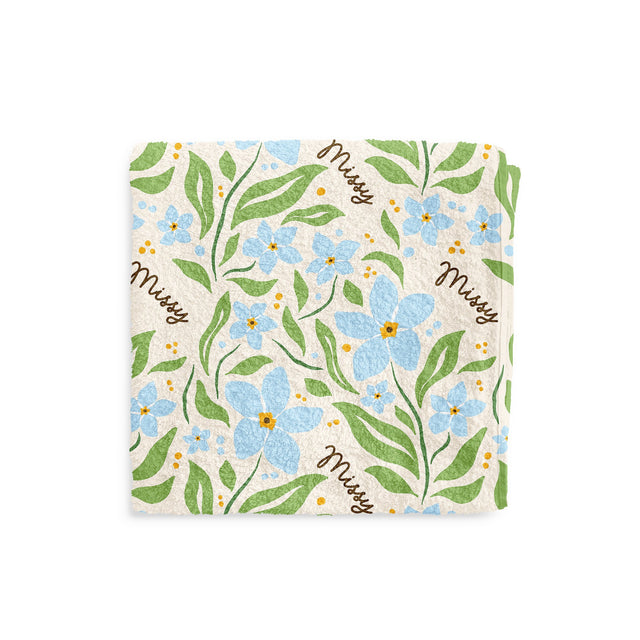 BLUE FLORAL CUSTOM DOG TOWEL