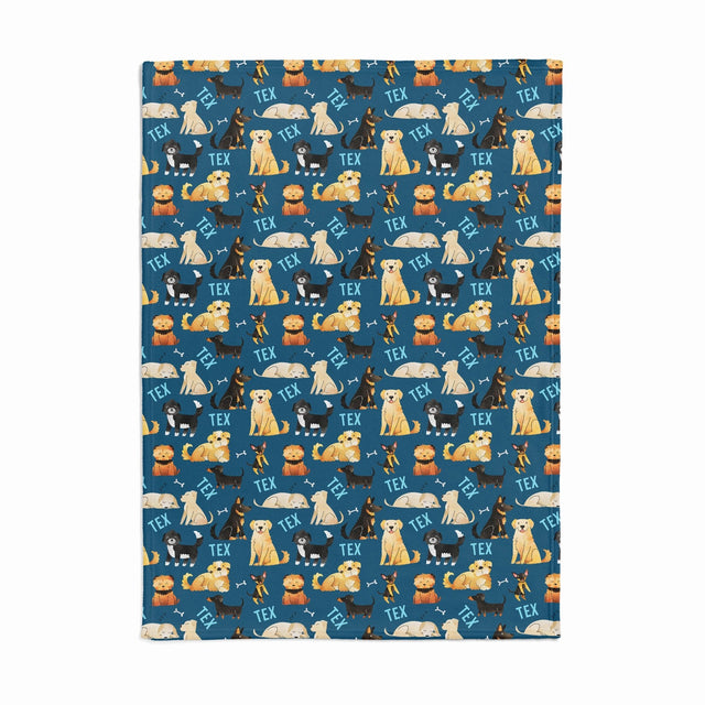 BLUE MULTI DOG CUSTOM DOG BLANKET