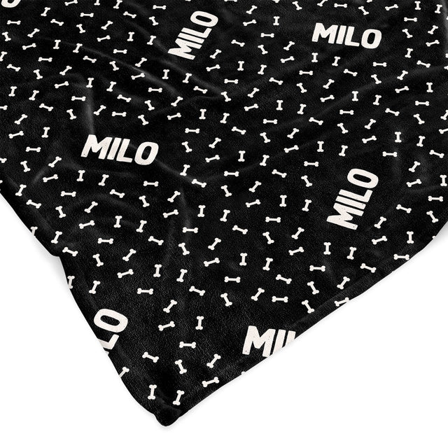 BONES BLACK CUSTOM DOG BLANKET