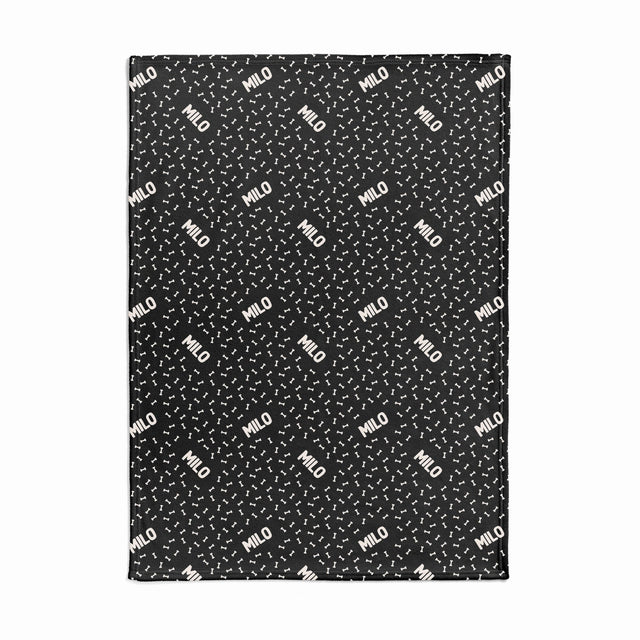 BONES BLACK CUSTOM DOG BLANKET