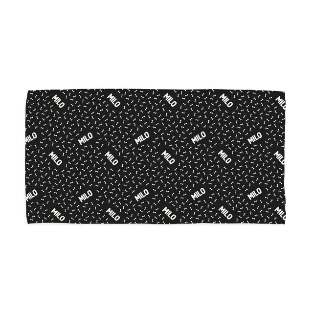 BONES BLACK CUSTOM DOG TOWEL