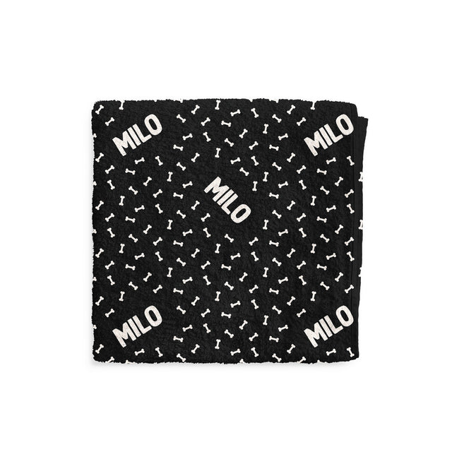 BONES BLACK CUSTOM DOG TOWEL