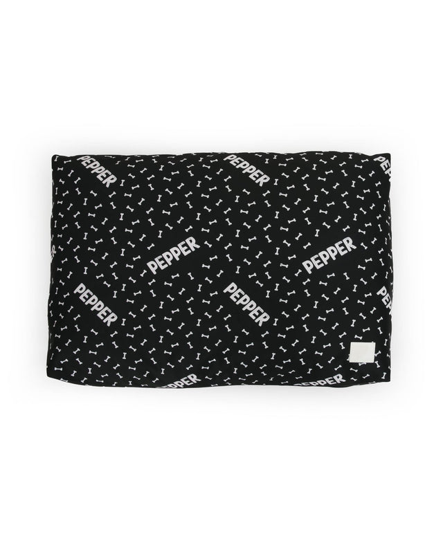 BONES BLACK PERSONALISED DOG BED