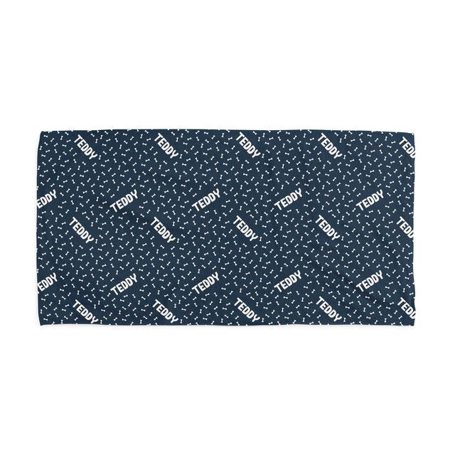 BONES - BLUE CUSTOM DOG TOWEL
