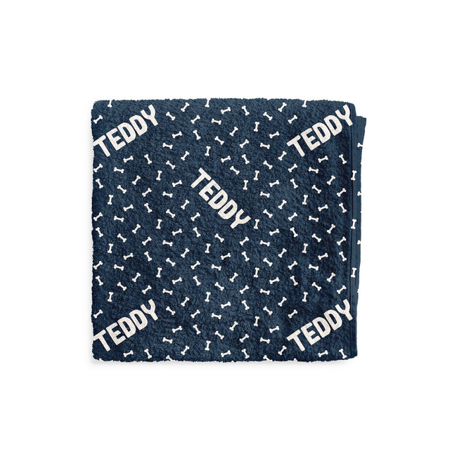 BONES - BLUE CUSTOM DOG TOWEL