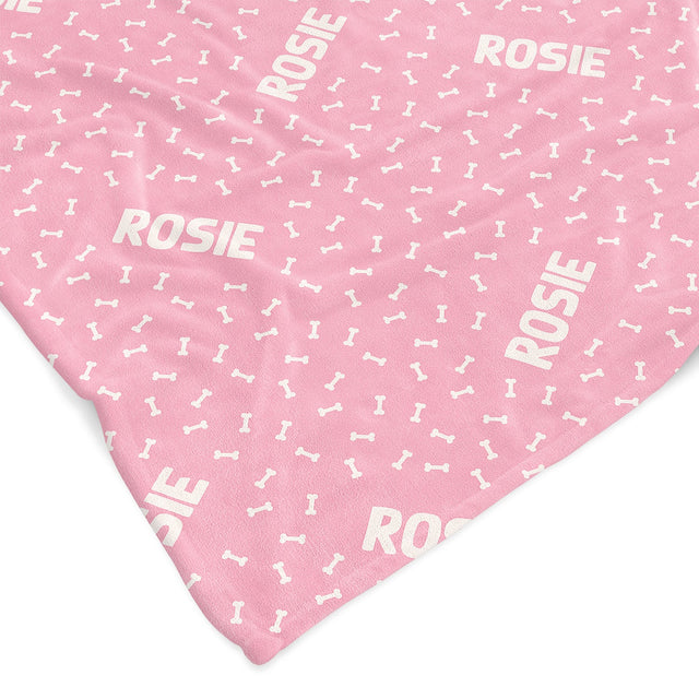 BONES PINK CUSTOM DOG BLANKET