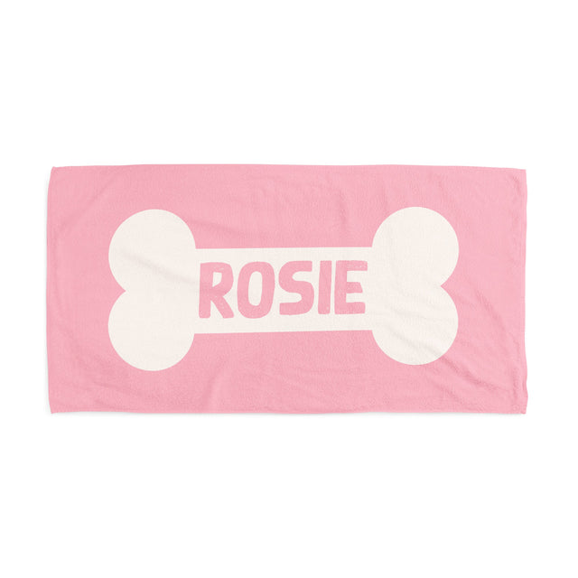 BONES PINK CUSTOM DOG TOWEL