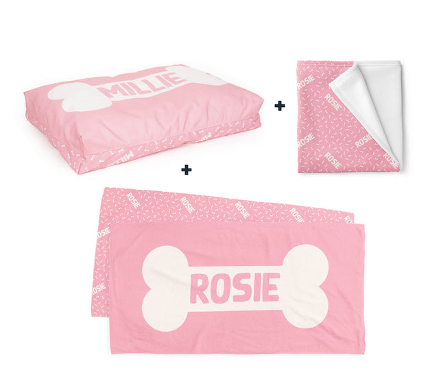 PERSONALISED PET BUNDLE - BONES PINK - Fuzzhous