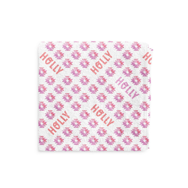 PINK AZTEC CUSTOM DOG TOWEL