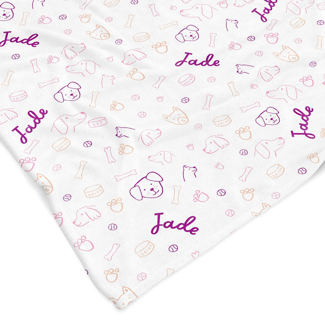 PINK DOG PRINT CUSTOM DOG BLANKET