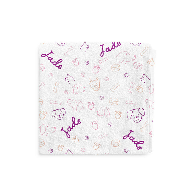 PINK DOG PRINT CUSTOM DOG TOWEL