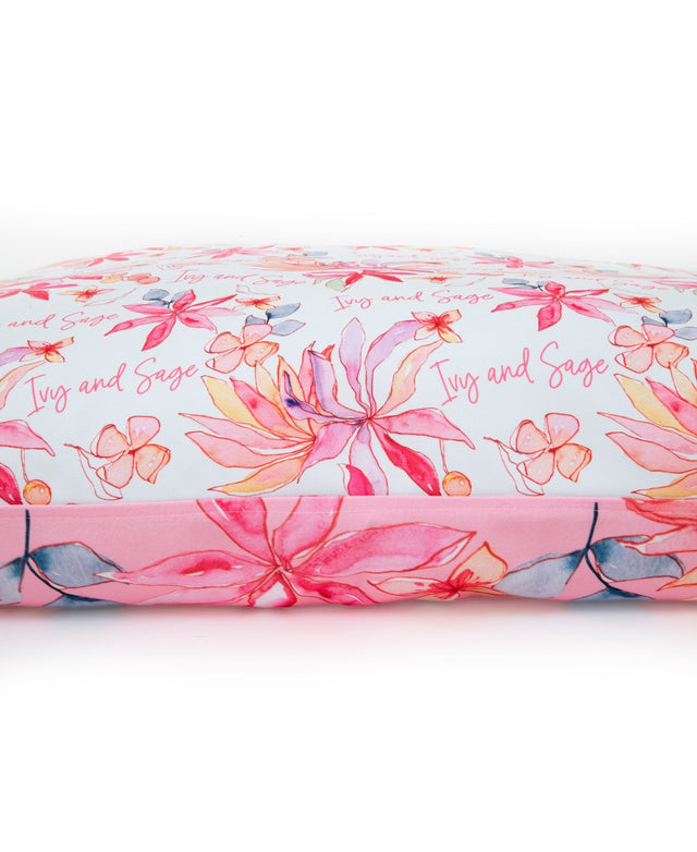 PINK FLOWER PERSONALISED DOG BED