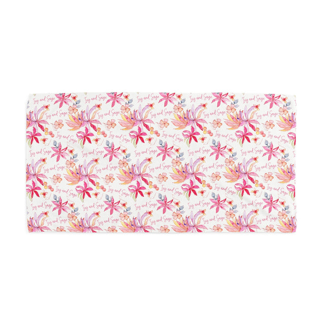 PINK FLOWER PRINT CUSTOM DOG TOWEL