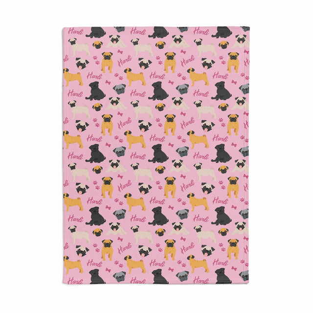 PUG PRINT CUSTOM DOG BLANKET