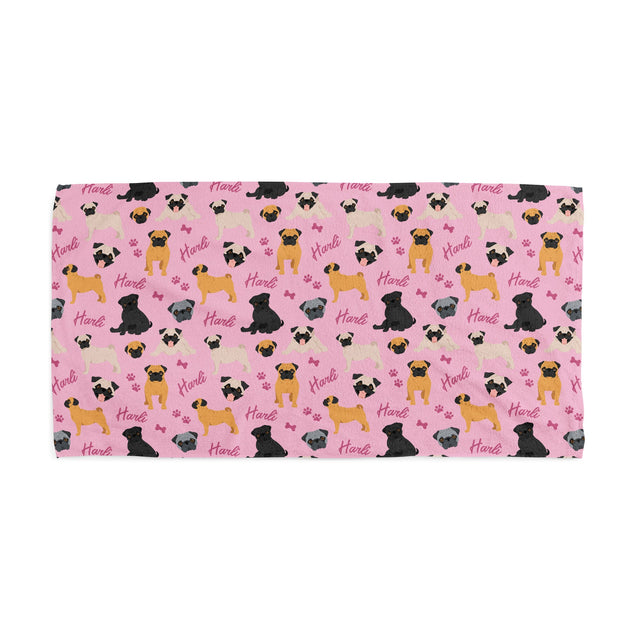 PUG PRINT CUSTOM DOG TOWEL