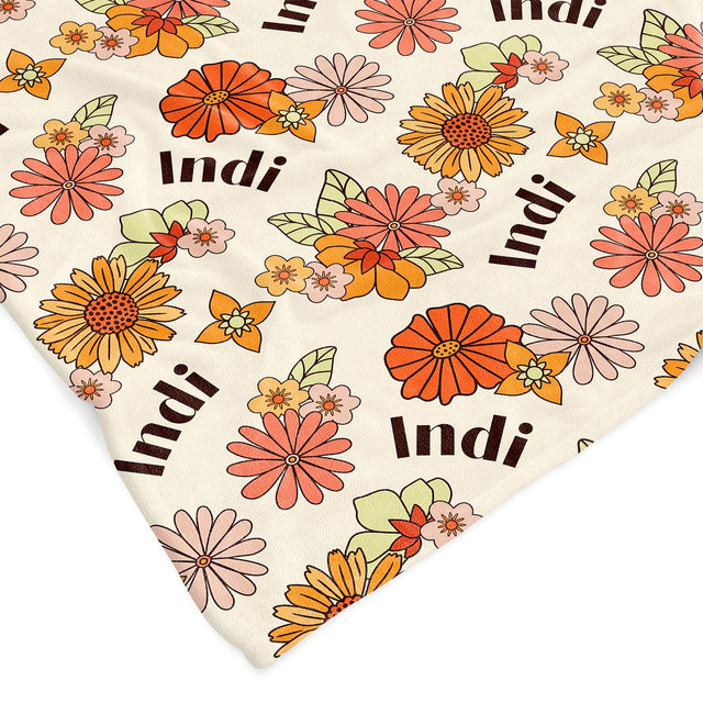 RETRO FLORAL CUSTOM DOG BLANKET