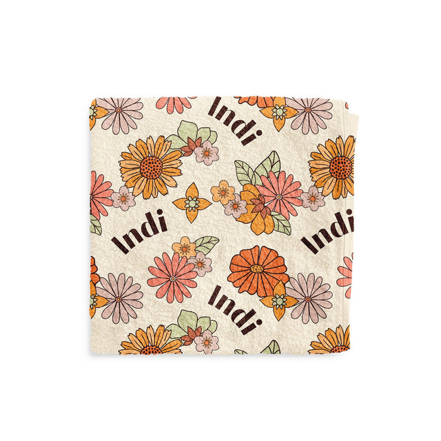 RETRO FLORAL CUSTOM DOG TOWEL