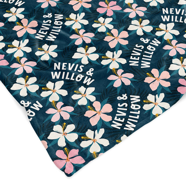 TROPICAL FLOWER CUSTOM DOG BLANKET