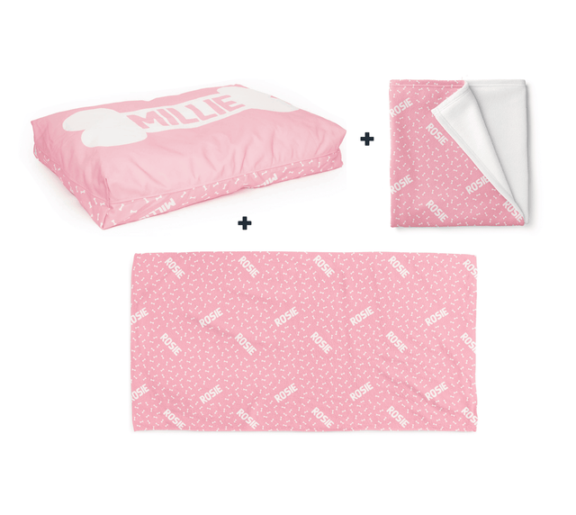 PERSONALISED PET BUNDLE - BONES PINK - Fuzzhous