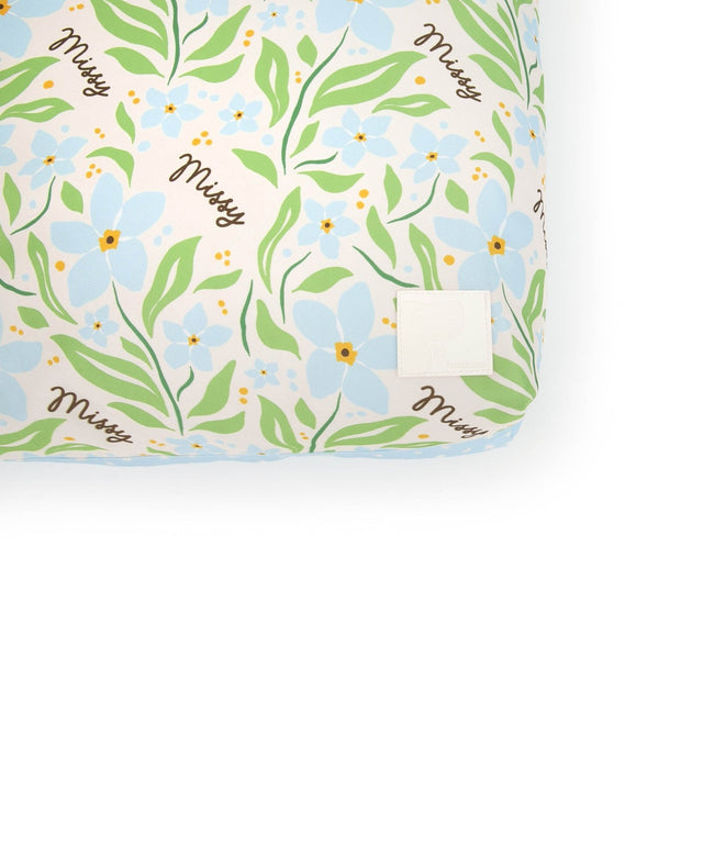 BLUE FLORAL PERSONALISED DOG BED