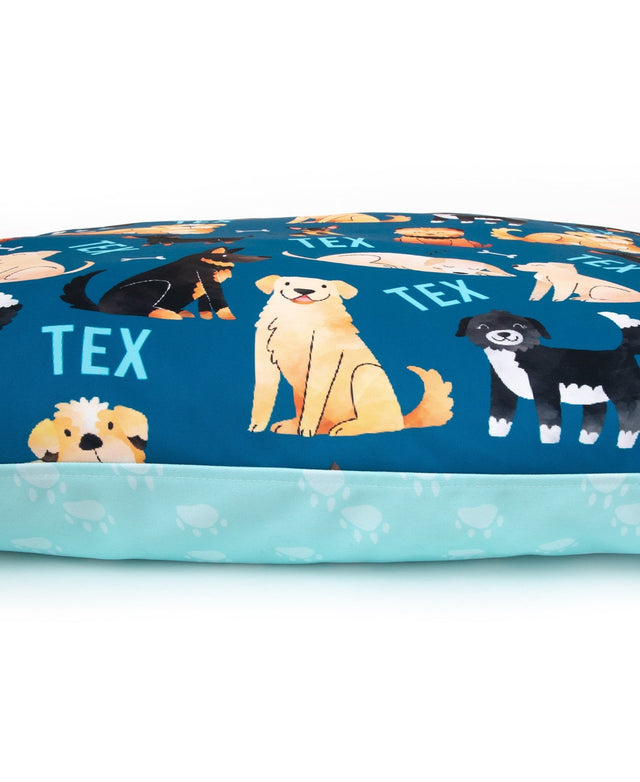 BLUE MULTI DOGS PERSONALISED DOG BED